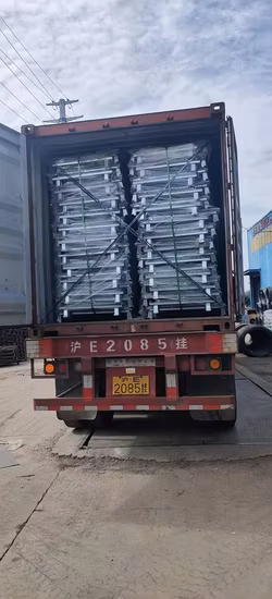 Caja de almacenamiento plegable de almacén, bandeja de malla de acero, jaula rodante, equipo de logística combinado plegable galvanizado